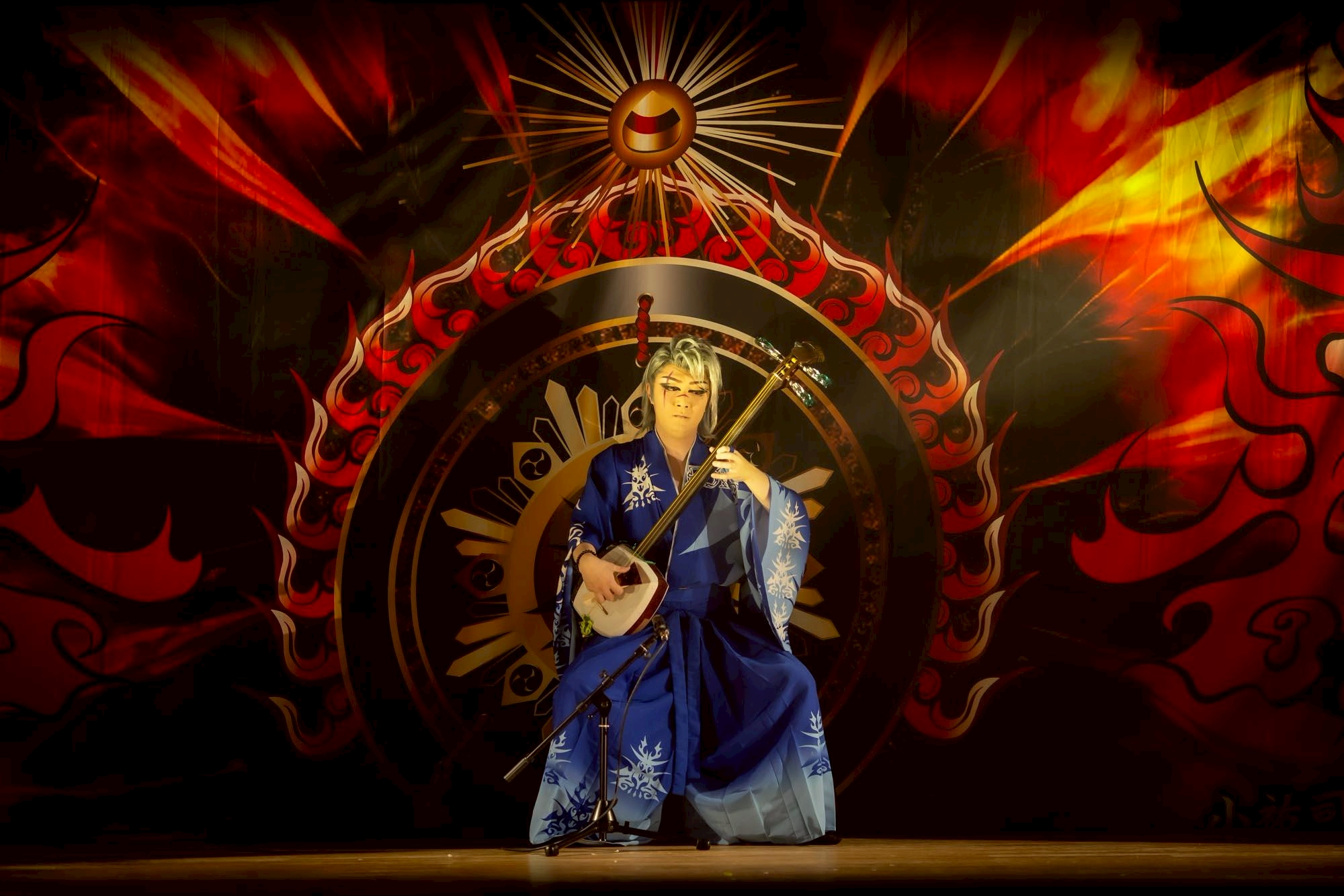 Playing the Shamisen