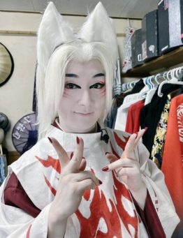 Koyuji Matsukawa in a White Fox (shiroi kitsune) performance costume