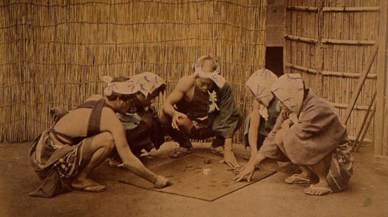 Historical image of "bakuto" gamblers.