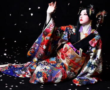women's kimono with large, open sleeve
