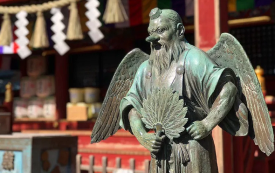 Realistic statue depiction of a Tengu Yokai